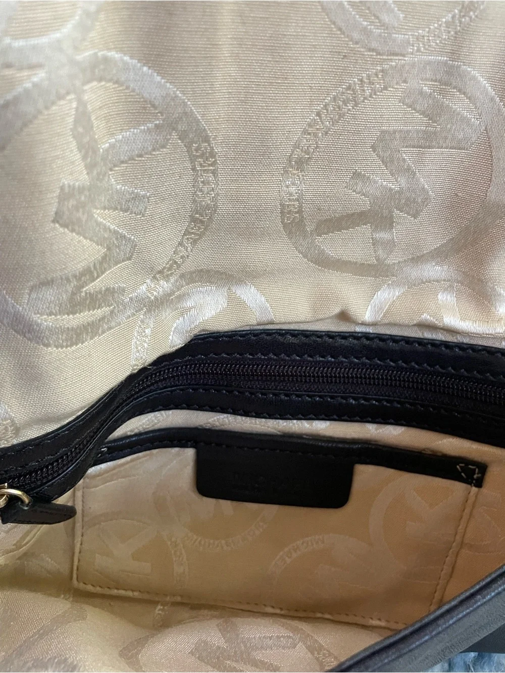Michael Kors Calista Studded Leather Clutch Shoulder Bag Black Gold
